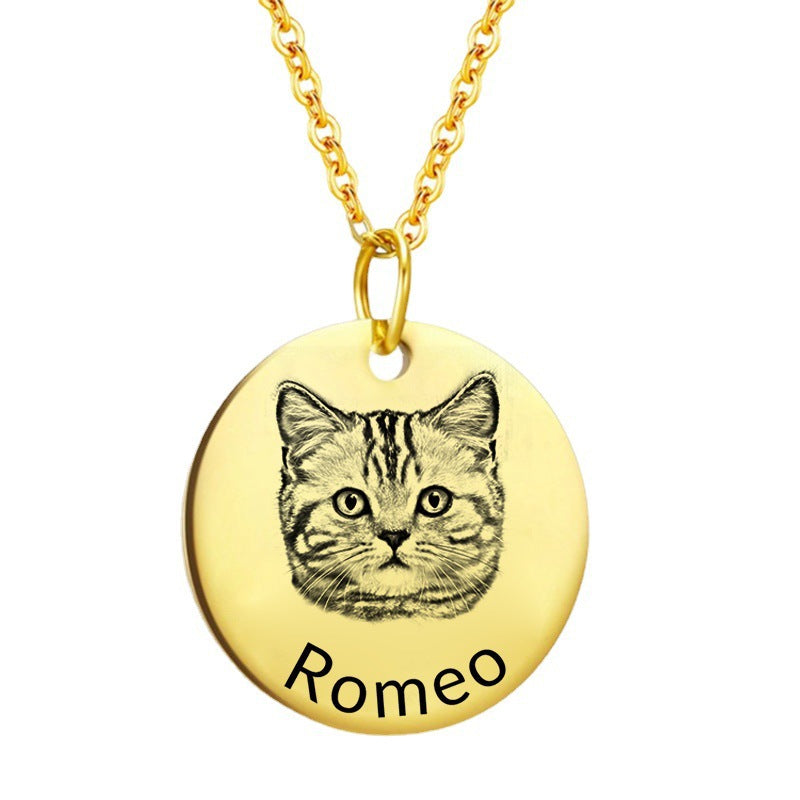 Pet sketch necklace portrait cat puppy pet DIY engraving keychain