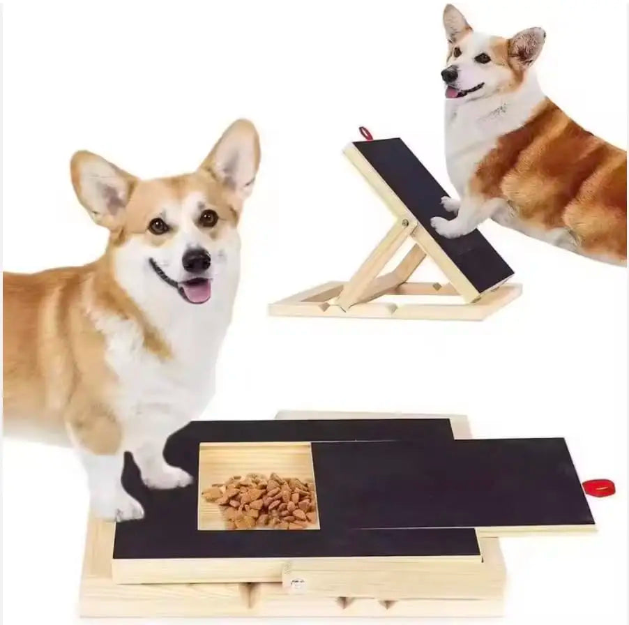 Durable Wooden Dog Nail Scratch Board with Treat Drawer Adjustable