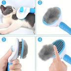 Self-Cleaning Pet Slicker Brush One-Click Cat Dog Hair Remover