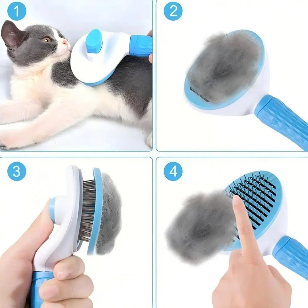 Self-Cleaning Pet Slicker Brush One-Click Cat Dog Hair Remover