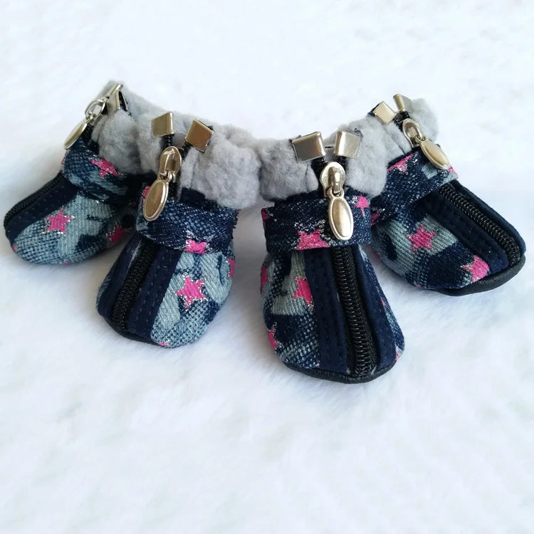 New Pet Clothing PUppy Denim Dog Shoes Non-Slip Breathable Shoe