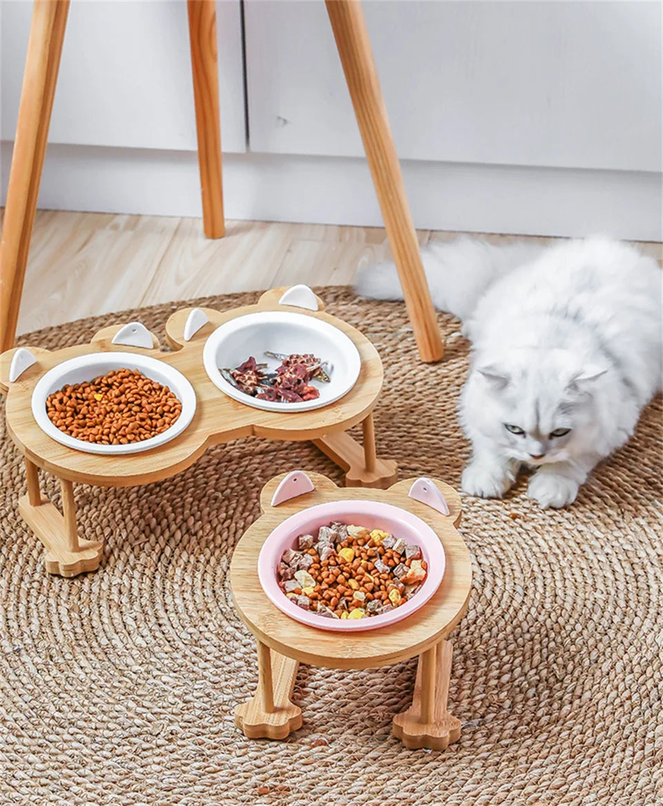 Ceramic Cat Bowl Dog Bowl Single and Double Pet Bowl Cat Dog