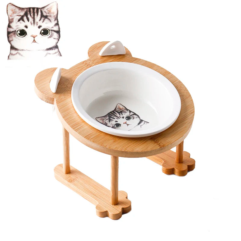 Ceramic Cat Bowl Dog Bowl Single and Double Pet Bowl Cat Dog