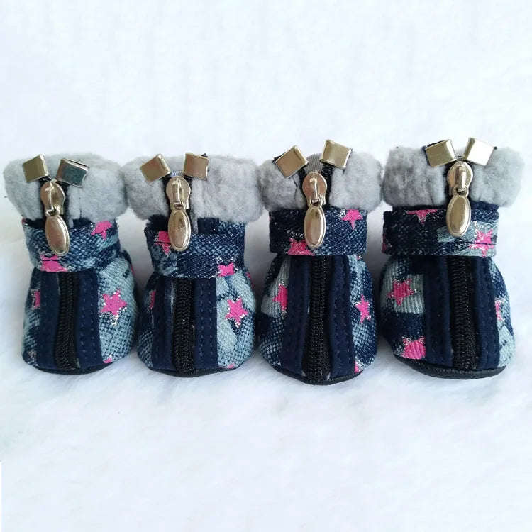 New Pet Clothing PUppy Denim Dog Shoes Non-Slip Breathable Shoe