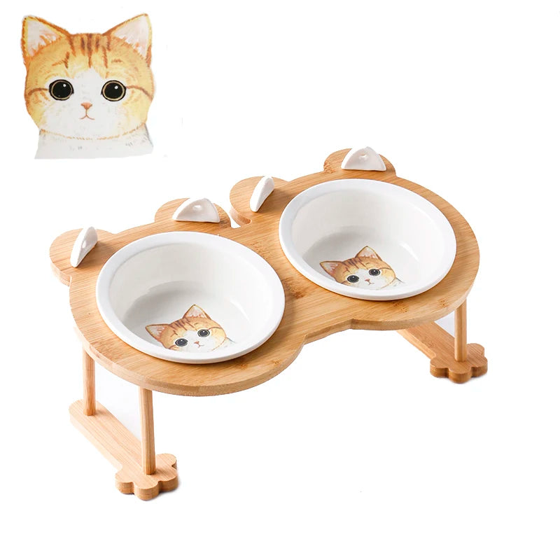 Ceramic Cat Bowl Dog Bowl Single and Double Pet Bowl Cat Dog