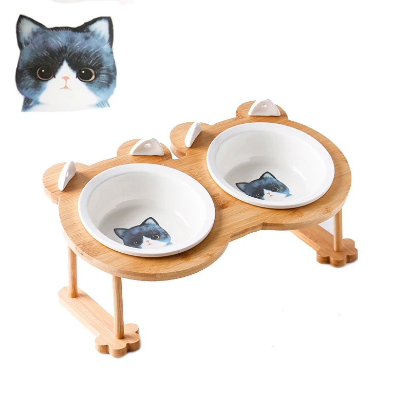 Ceramic Cat Bowl Dog Bowl Single and Double Pet Bowl Cat Dog