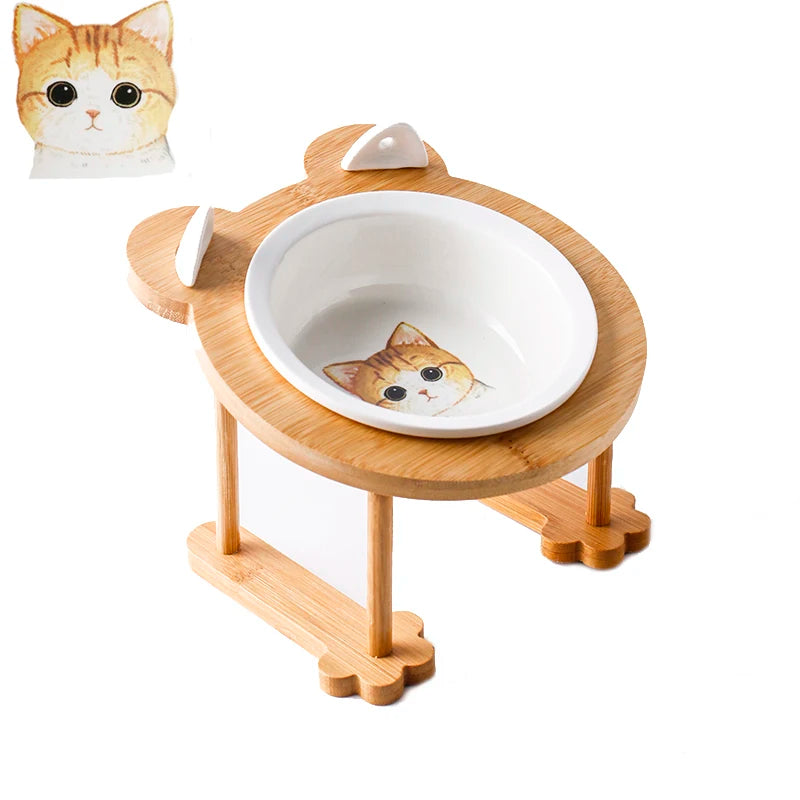 Ceramic Cat Bowl Dog Bowl Single and Double Pet Bowl Cat Dog