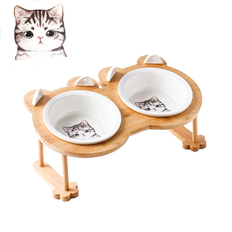Ceramic Cat Bowl Dog Bowl Single and Double Pet Bowl Cat Dog