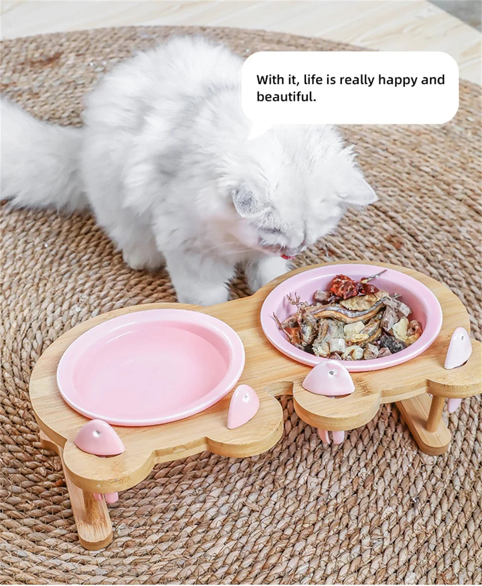 Ceramic Cat Bowl Dog Bowl Single and Double Pet Bowl Cat Dog