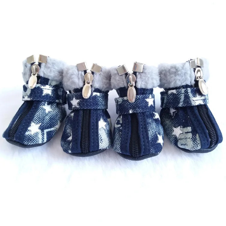 New Pet Clothing PUppy Denim Dog Shoes Non-Slip Breathable Shoe