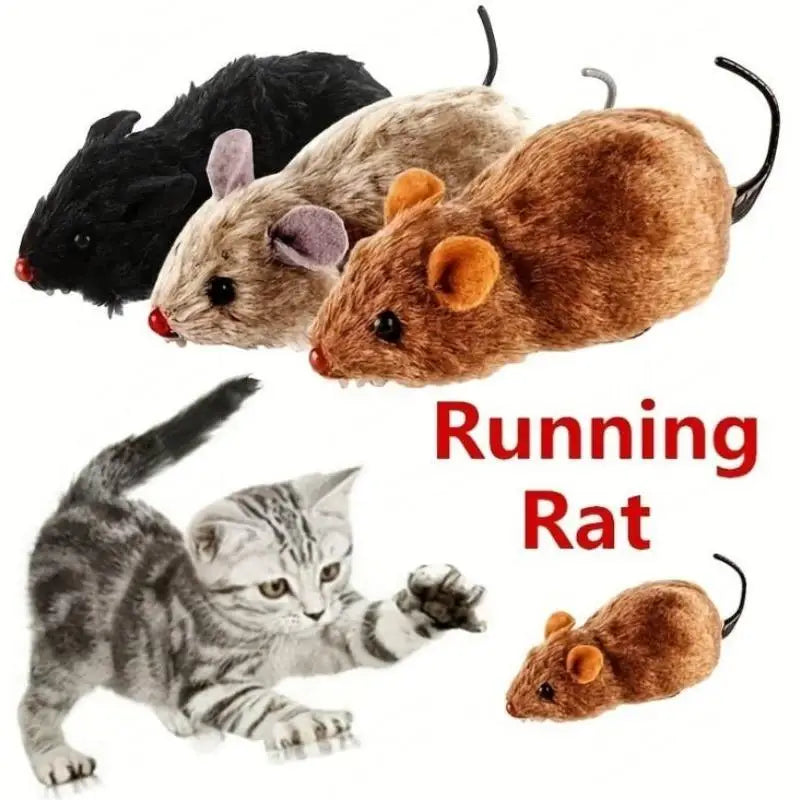Lifelike Plush Running Mouse Toy for Cats