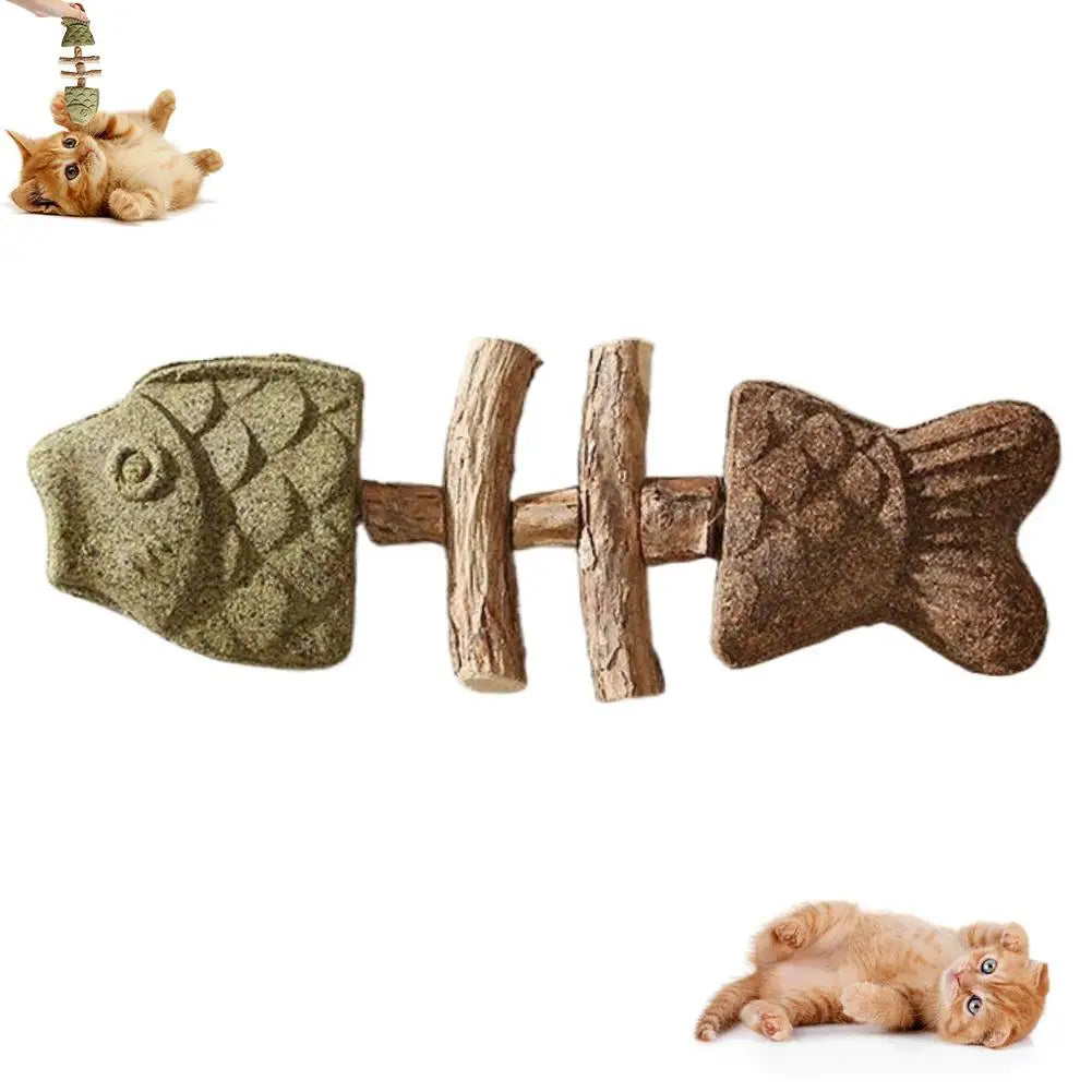Funny Fish Bone Cat Toys Cat Teeth Cleaning Toy with Catnip &