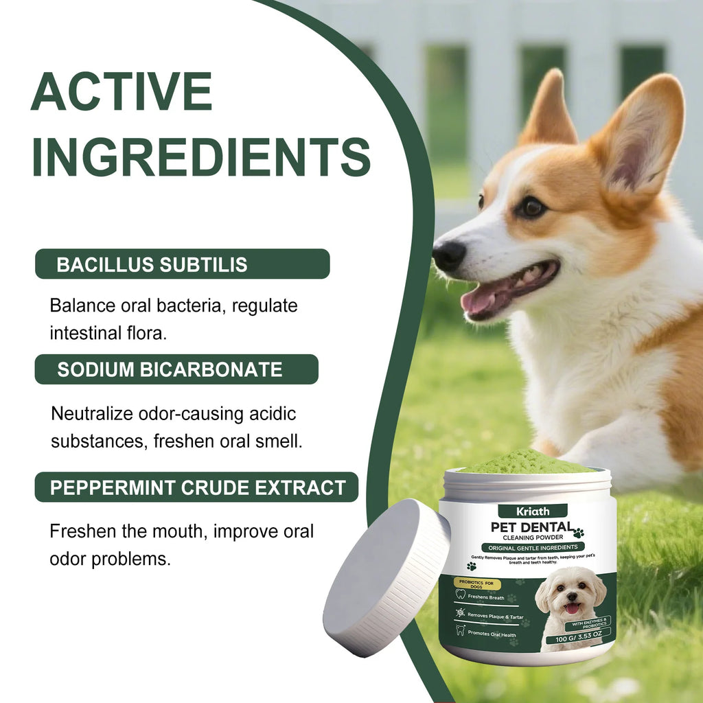 Dog Dental Care Powder Cat Breath Freshener Plaque Tartar Control Pet Oral Hygiene Natural Enzyme Teeth Cleaning Healthy Gums