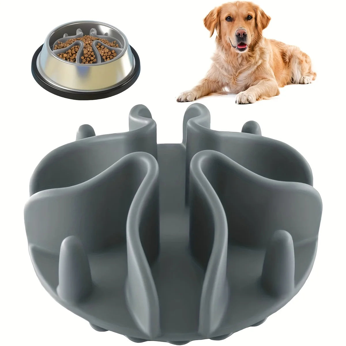 Soft Silicone Slow Feeder PUzzle Dog Bowl Insert-Stimulates Mind &