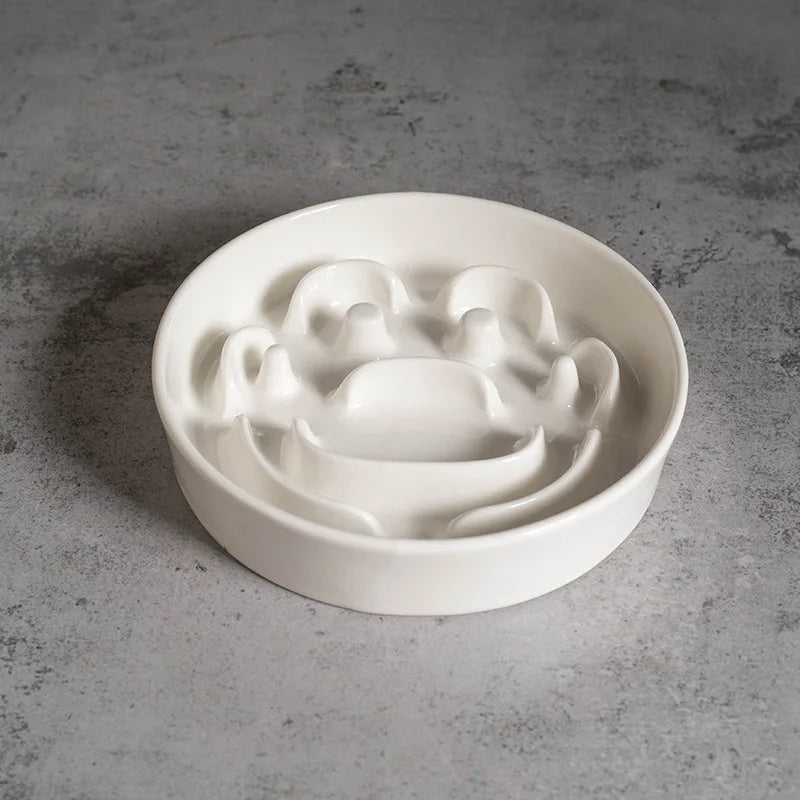 Elevated Ceramic Slow Feeder Bowl for Dogs Cats, Anti-Choking Maze