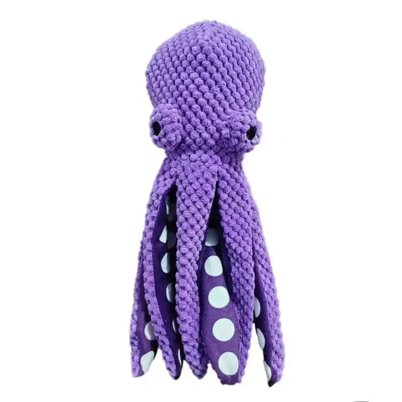 Durable Squeaky Octopus Dog Chew Toy Anxiety Relief Interactive