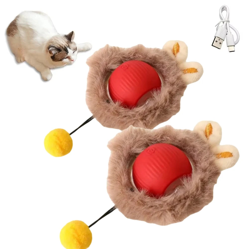 Cat Interactive Ball Toys Automatic Rolling Ball Faux Tail