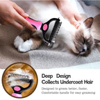 Pet Deshedding Brush Cat Comb Self Cleaning Hair Remover Grooming
