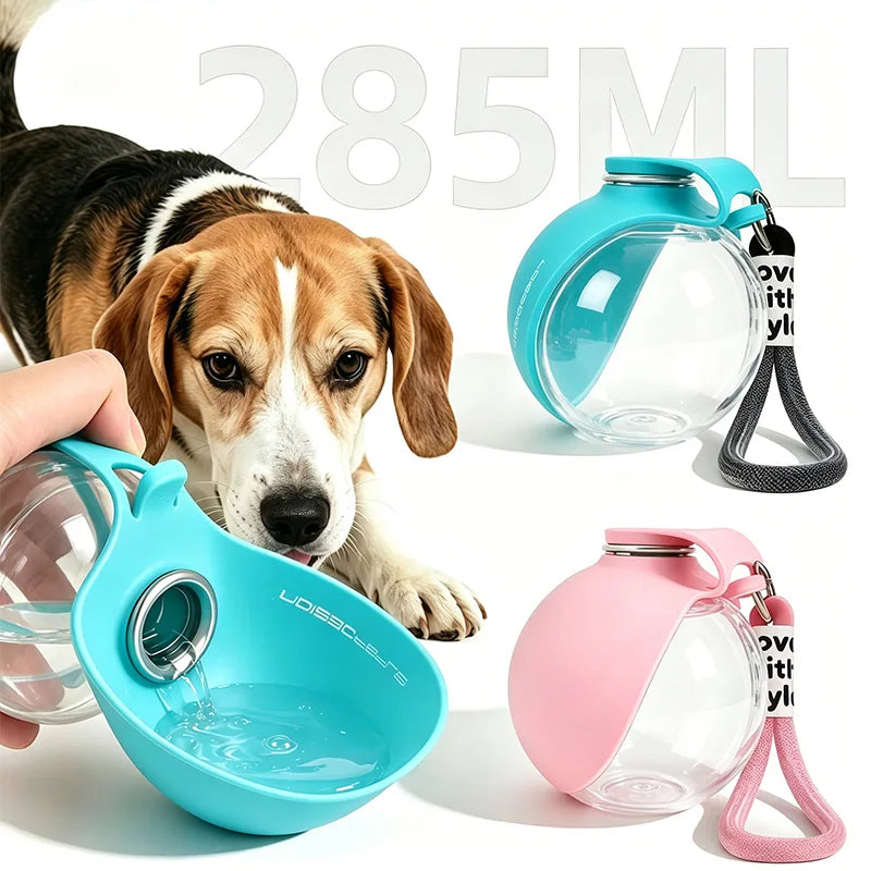2-In-1 Portable Dog Water Bottle Foldable Silicone Dog Bowl