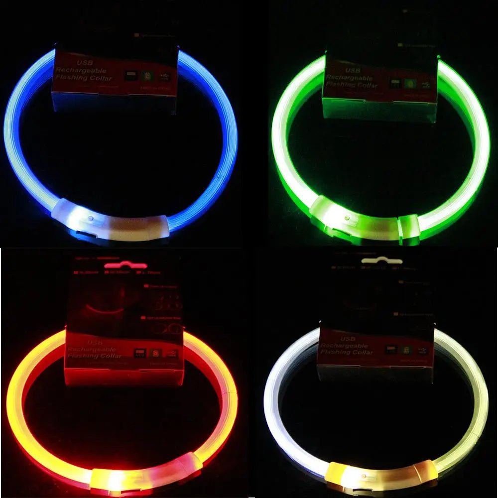 Luminous Pet Dog Collar Waterproof LED Dog Collar Rechargeable