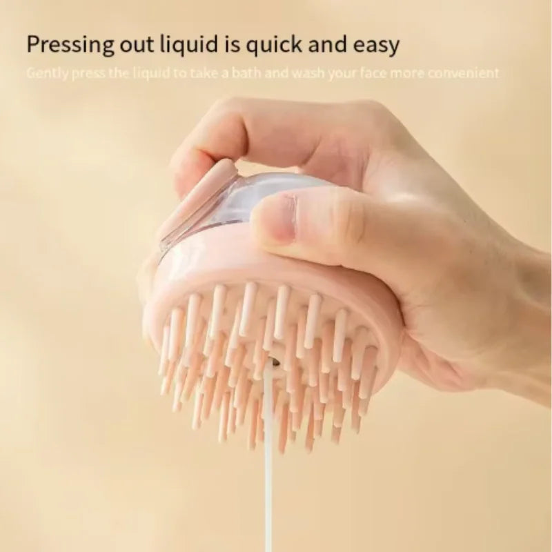 Soft Silicone Pet Bath Brush with Shampoo Dispenser Gentle Massage