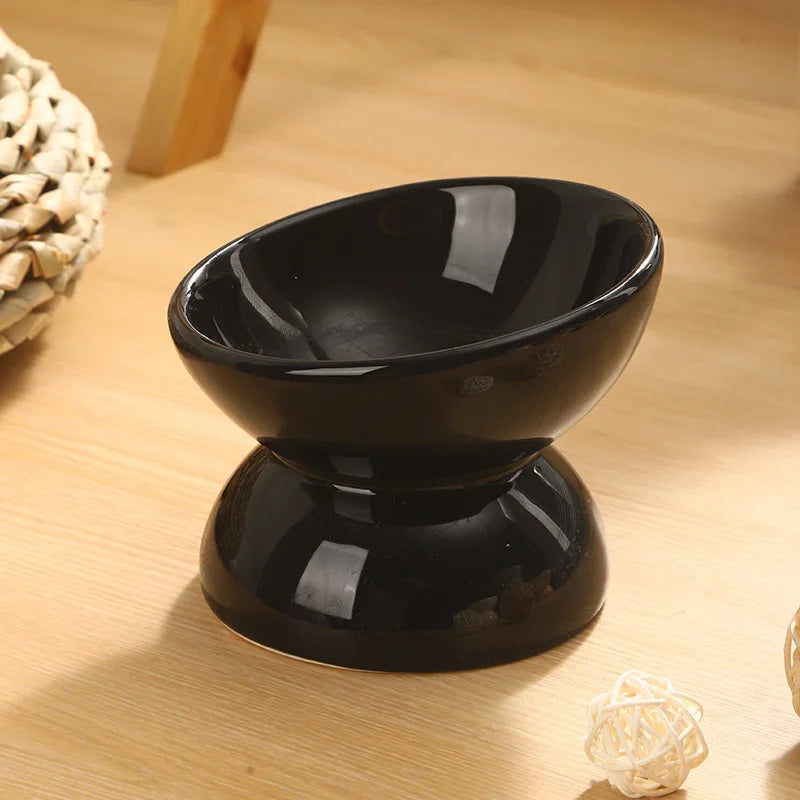 Ceramic Elevated Cat Bowls Tilted Cat Food Bowl Dish Pet Feeder