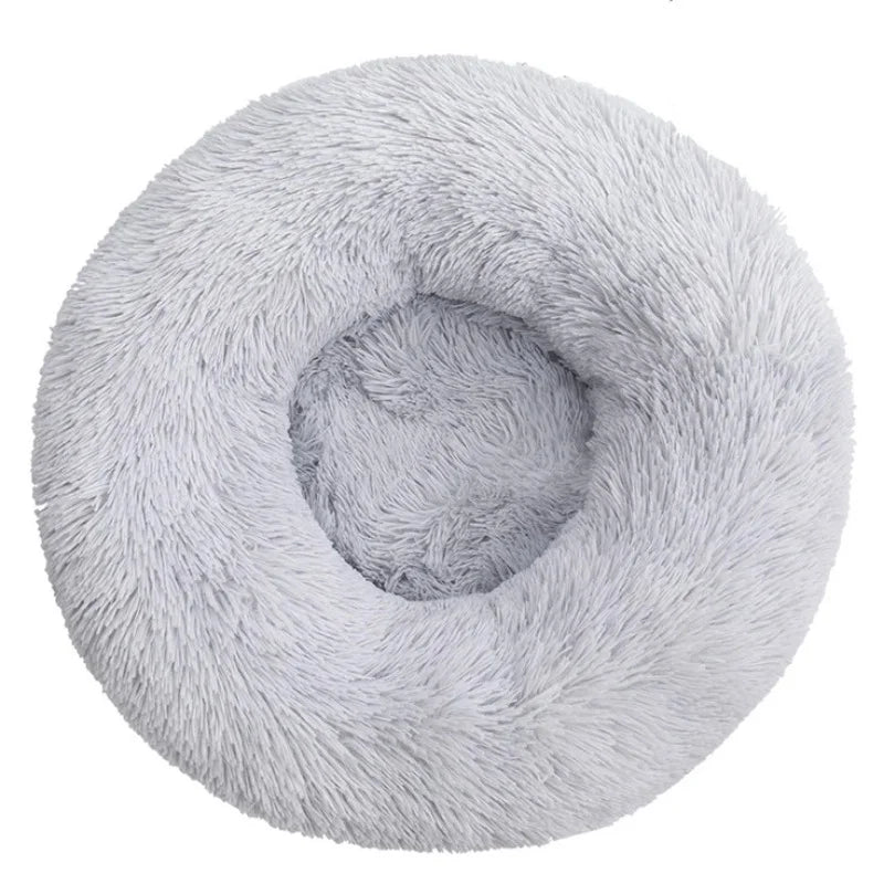 Round Pet Bed for Large Dog Bed Donut Long Plush Cat Bed for