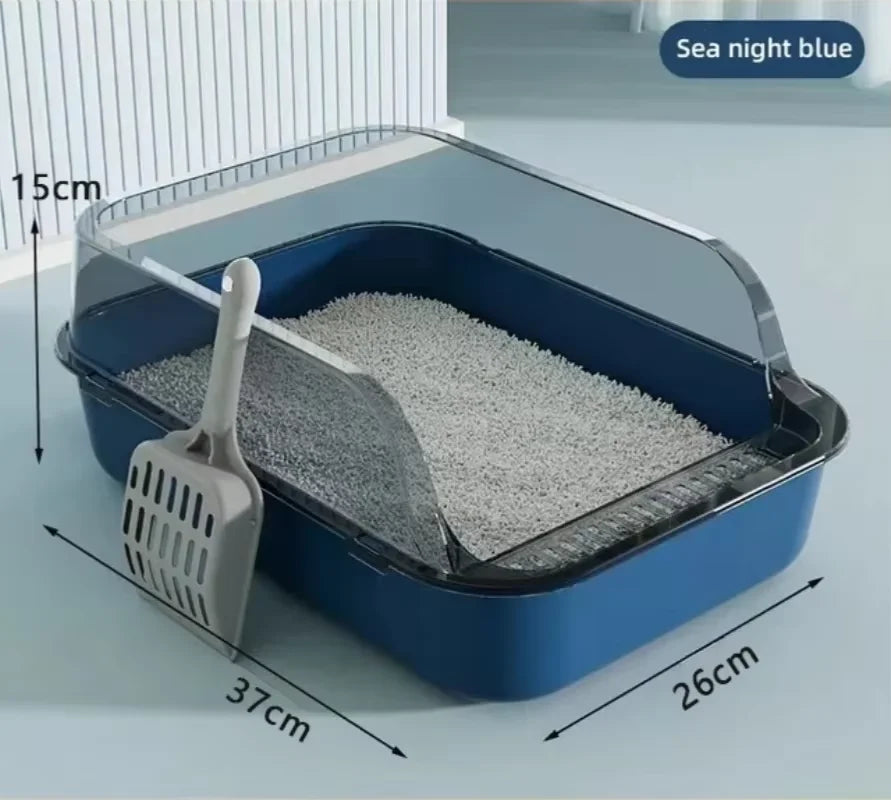 P Semi-Enclosed Cat Litter Box Splashproof Kitten Toilet Tray Pet