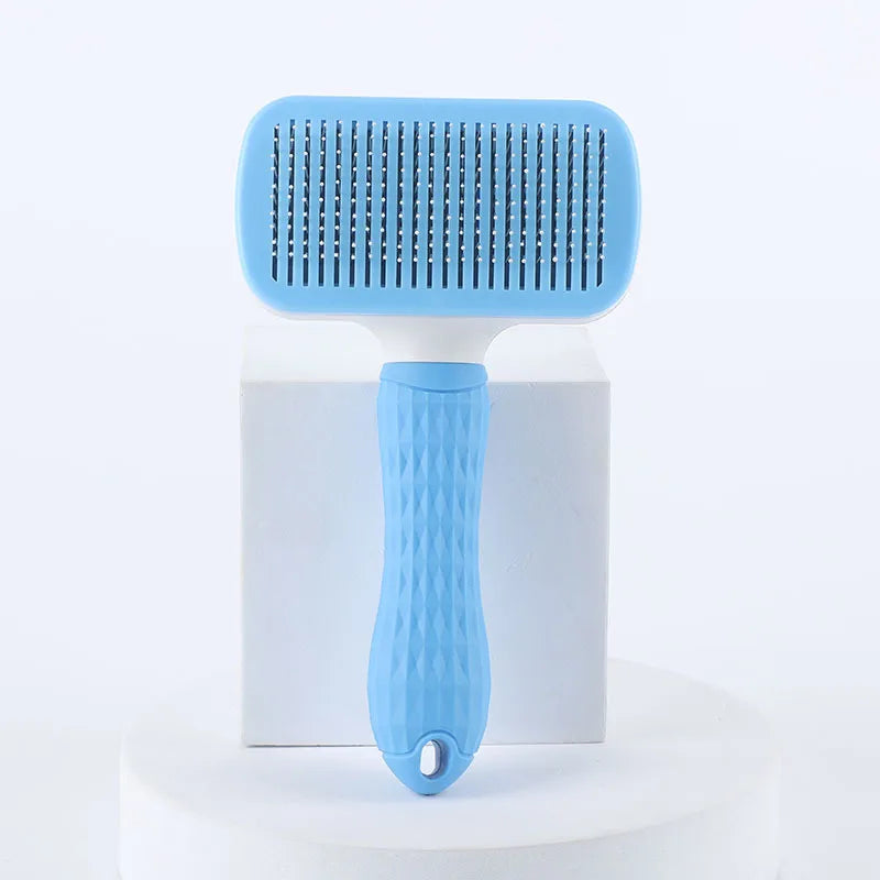 One Button Self Cleaning Pet Brush for Dogs Cats, Gentle Slicker