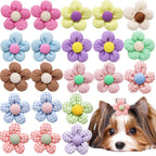 Pet Bows Flowers Shape Hair Accessories Handmade Dog Bows with