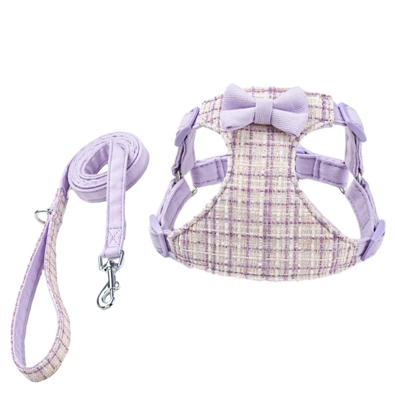 Bow Pet Chest Harness Leash 2-Piece Set, Comfortable Breathable