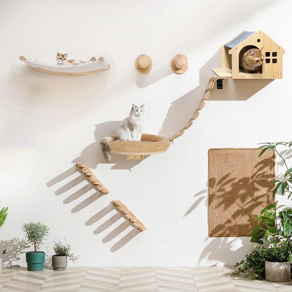 Diy Cat Wall Climbing Shelves Hammock Scratching Post Scratcher