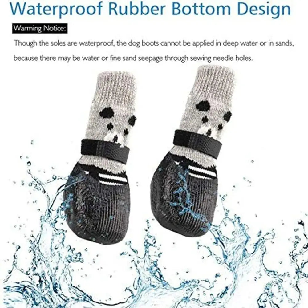 Pet Dog Shoes Socks Waterproof Cats Dogs Rubber Non-slip Socks, Knitting Warm Rain Snow Boots for Small Medium Pets Outdoor