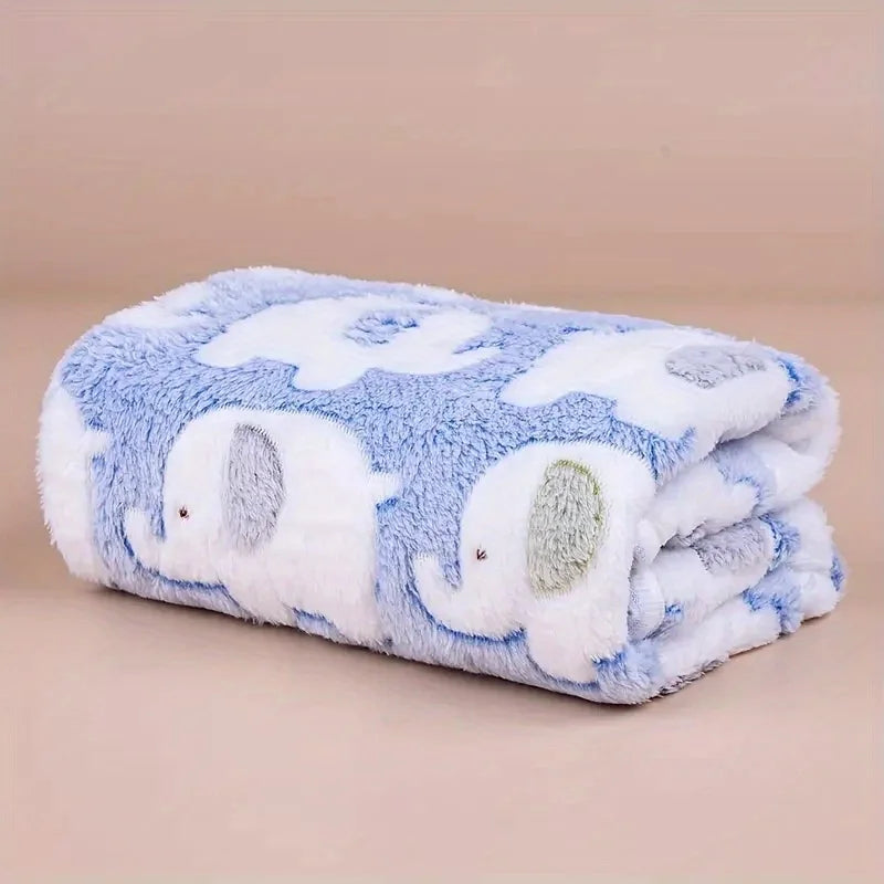 Soft and Cozy Cartoon Elephant Pet Blanket
