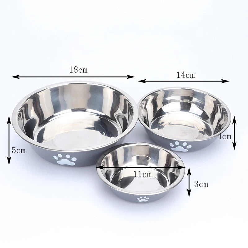 Stainless Steel Dog Bowl with Paw Print Design
