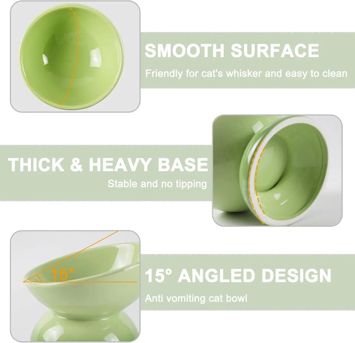 Ceramic Elevated Cat Bowls Tilted Cat Food Bowl Dish Pet Feeder
