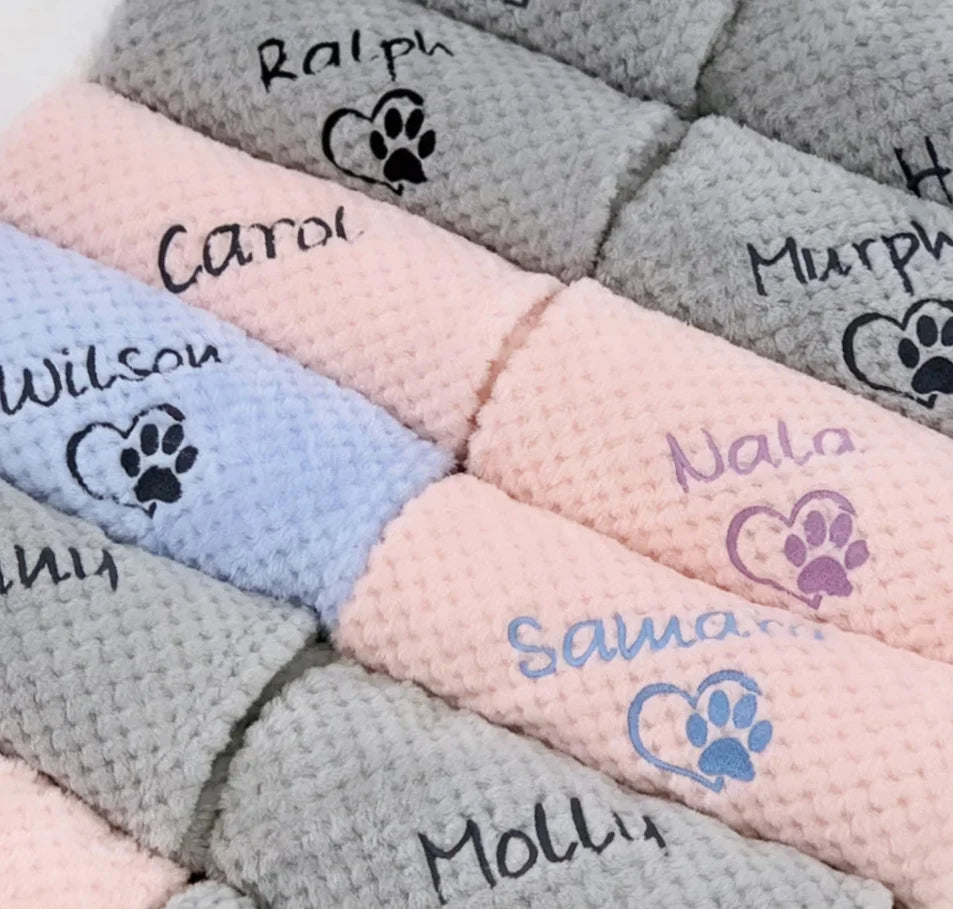Dog / Cat Blanket- Personalised Dog Blanket - PUppy Blanket - Paw
