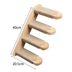 Cat Climbing Stairs Wall Mounted Steps Made of Wood and Sisal Rope
