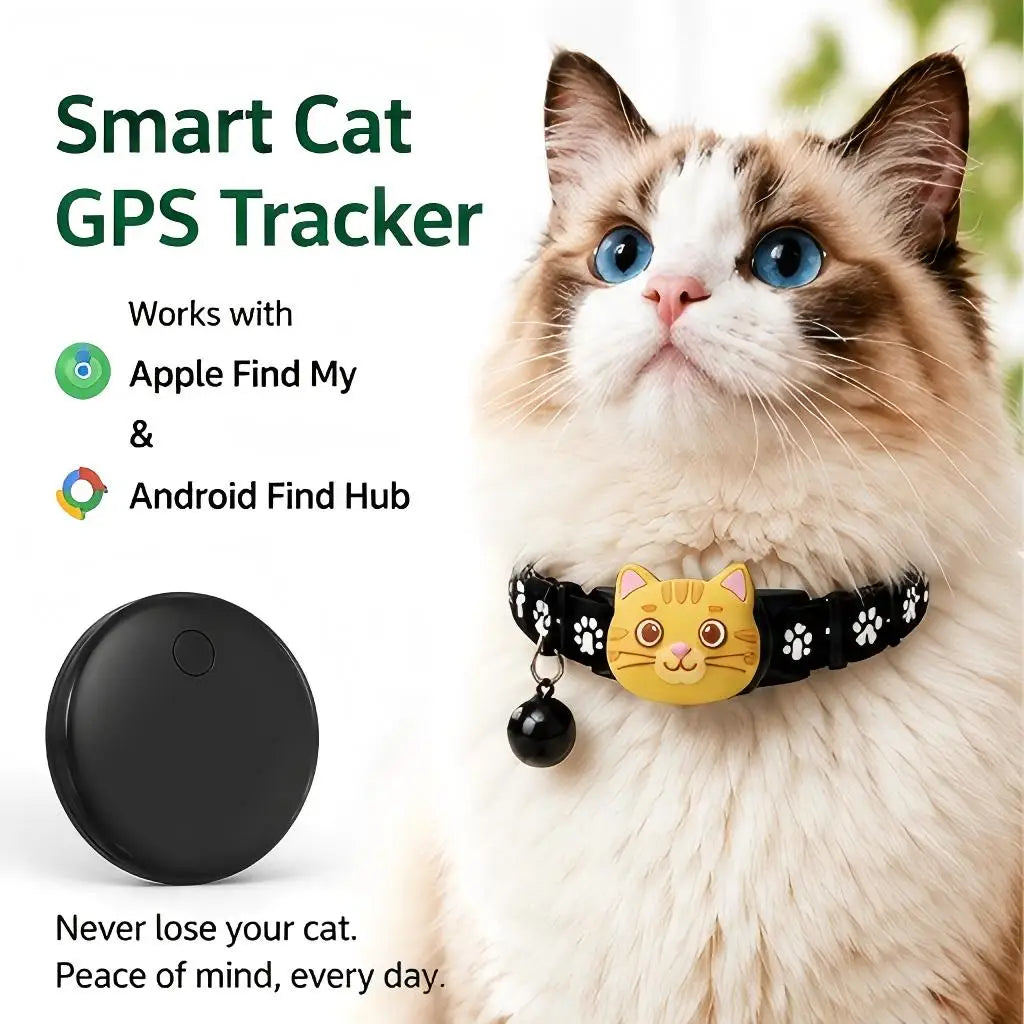 GPS Pet Tracker Collar for Cats and Apple-Compatible