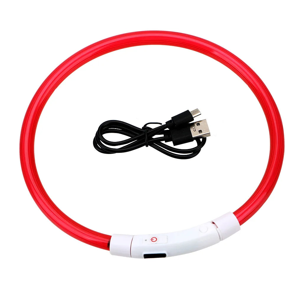 USB Rechargeable Fiber Optic Collar Pet Dog LED Light Collar