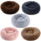 Soft Pet Cat Bed Pad Plush Warm Faux Fur Dog Calm Bed Donut Round