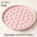 Kemorela Ceramic Slow Feed Cat Bowl - Paw Design Pet Food Dish