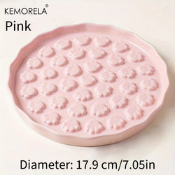 Kemorela Ceramic Slow Feed Cat Bowl - Paw Design Pet Food Dish