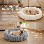 Warm Round Donut Cat Bed Ultra Soft Plush Pet Nest Cozy Deep Sleep