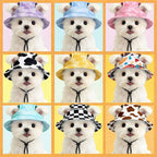 Pet Bucket Hat Summer Sun Cap Adjustable for Small Medium Dogs
