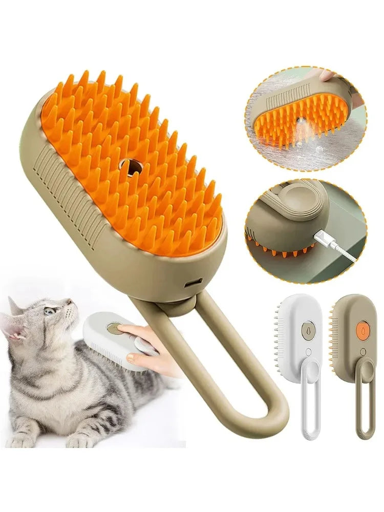 3 in 1 Steam Cat Brush Pet Hair Remover Vaporizer Grooming Comb