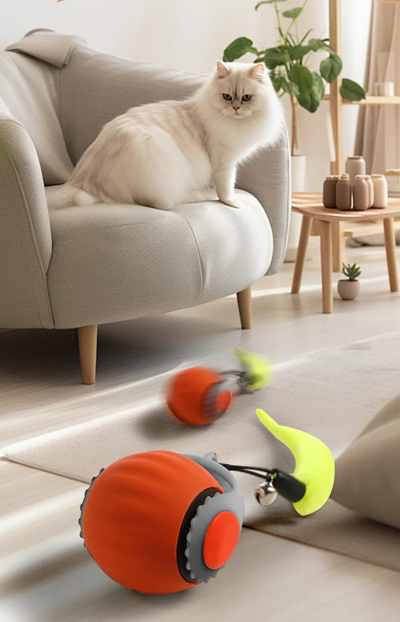Cat Interactive Ball Toys Automatic Rolling Ball Faux Tail