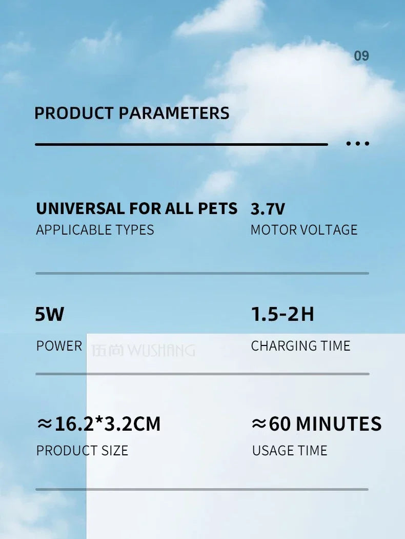 Pet Dog Electric Groomer Trimmer with LED Light Waterproof Pet