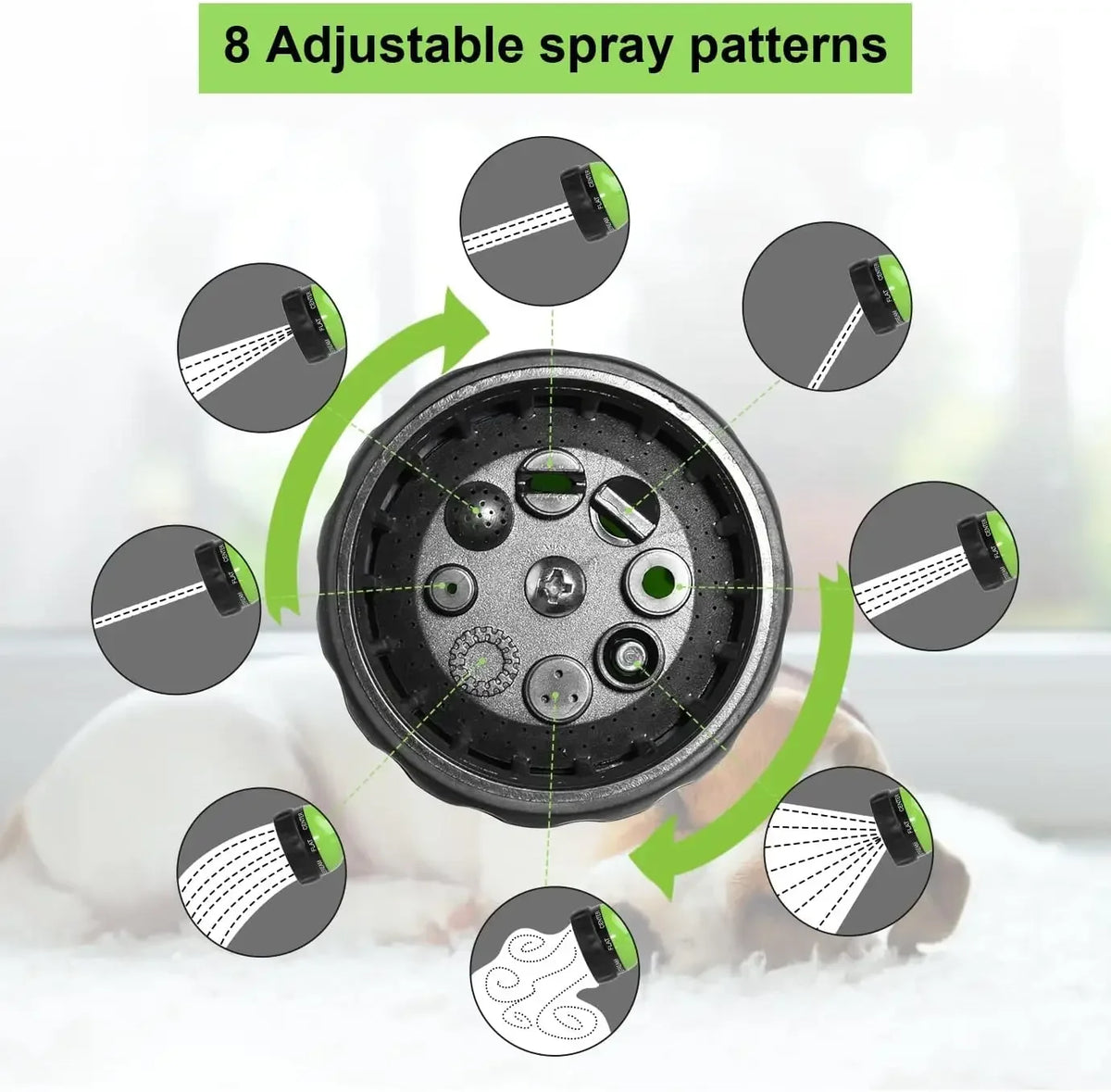 8 in 1 High Pressure Foam Pet Shower Gun Adjustable Hose Nozzle