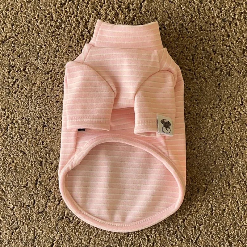 Pet Bottoming Shirt Teddy Beige Striped Vest Bichon Frise Winter